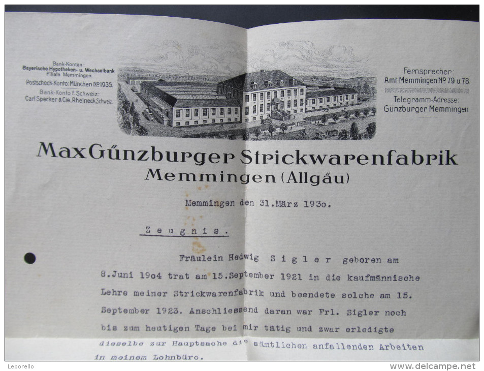 AK MEMMINGEN Kopfpapier Max Günzburger Strickwarenfabrik  /// D*18749 - Memmingen