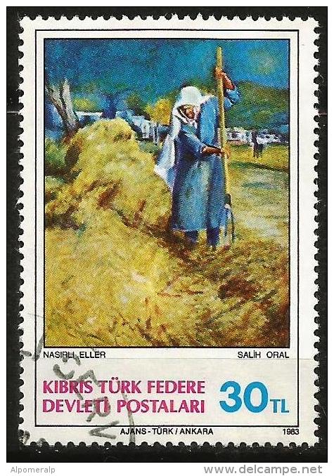Turkish Cyprus 1983 - Mi. 125 O, Paintings By Salih Oral | Contemporary Art | Agriculture | Woman - Oblitérés