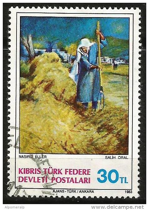 Turkish Cyprus 1983 - Mi. 125 O, Paintings By Salih Oral | Contemporary Art | Agriculture | Woman - Used Stamps