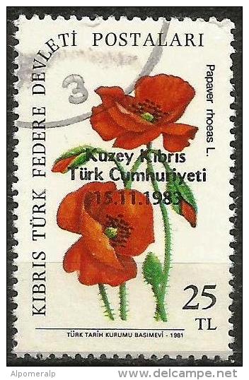 Turkish Cyprus 1983 - Mi. 140 O, Papaver Rhoeas | Flowers | Overprint - Gebraucht