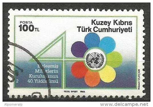 Turkish Cyprus 1985 - Mi. 178 O, U.N. | Stylized Flower | Number Of "40" | Emblems - Oblitérés