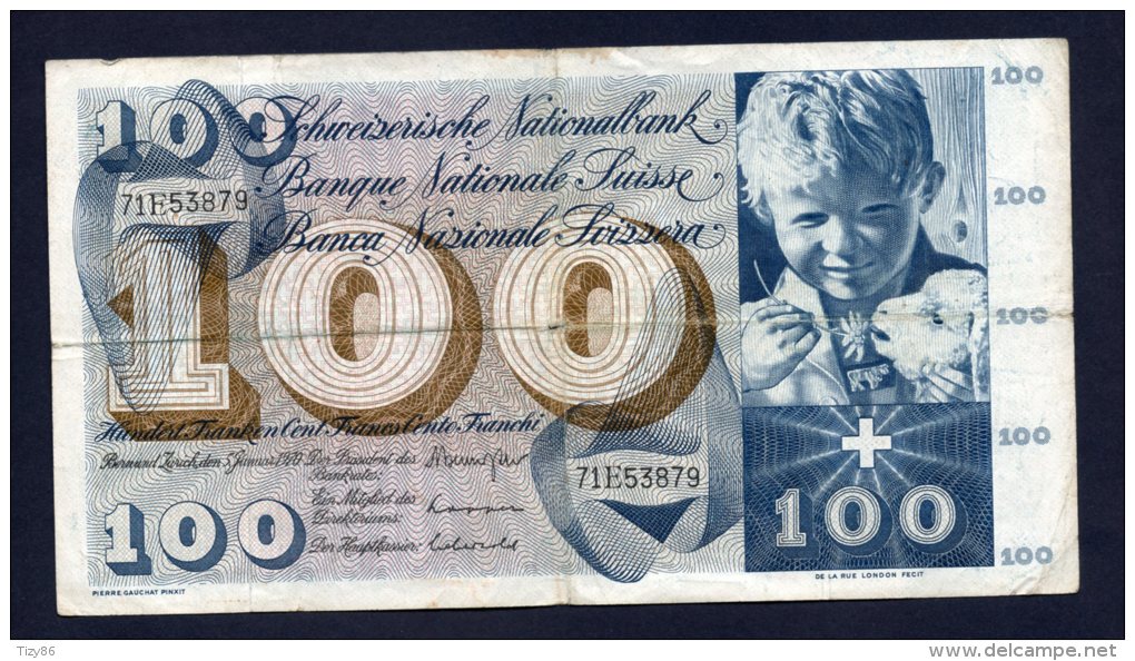 SVIZZERA - Banconota Da 100 Franchi Svizzeri 1970 - Suisse