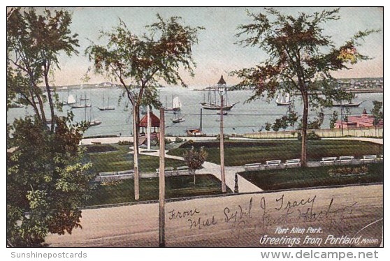 Fort Allen Park Greetings From Portland Maine 1906 - Portland