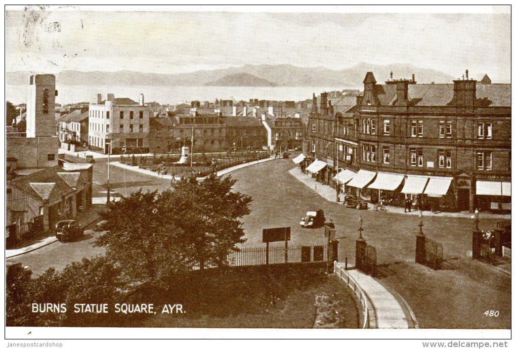 BURNS STATUE SQUARE - AYR - Ayrshire With Killin, Perthshire Postmark 1954 - Ayrshire