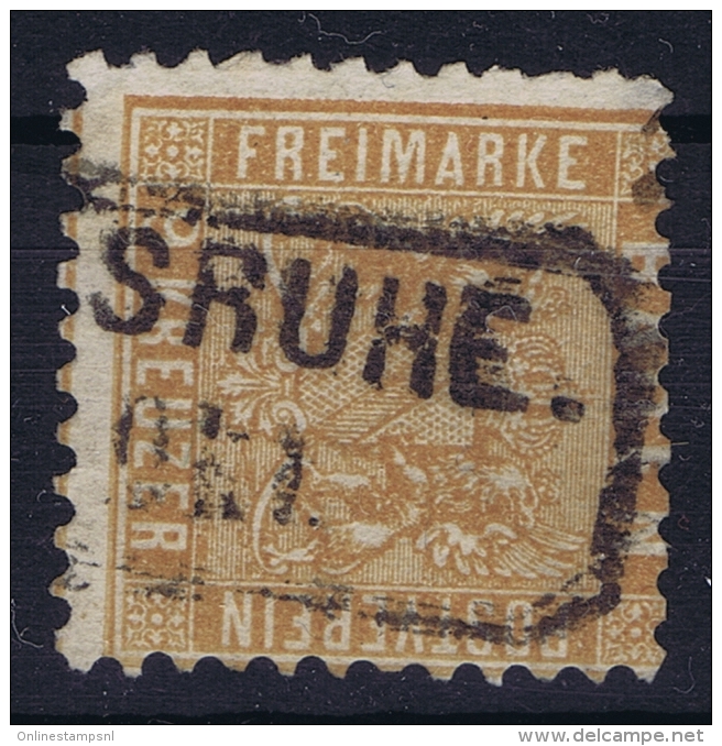 Baden Mi Nr 15 B  , Ocker 1862 Wrinckle In Back Used - Gebraucht