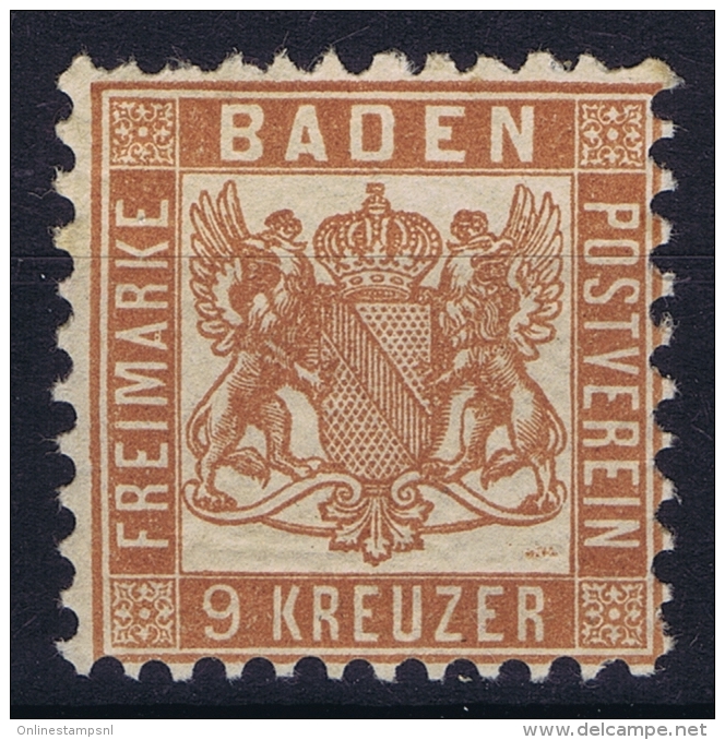 Baden Mi Nr 20  B  , Geldbraun MH/* 1862 - Postfris