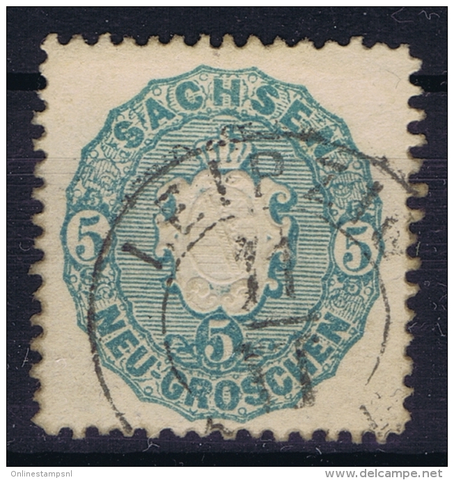 Sachsen  Mi Nr 19 Aa  1856  Used Grünlichblau - Sachsen