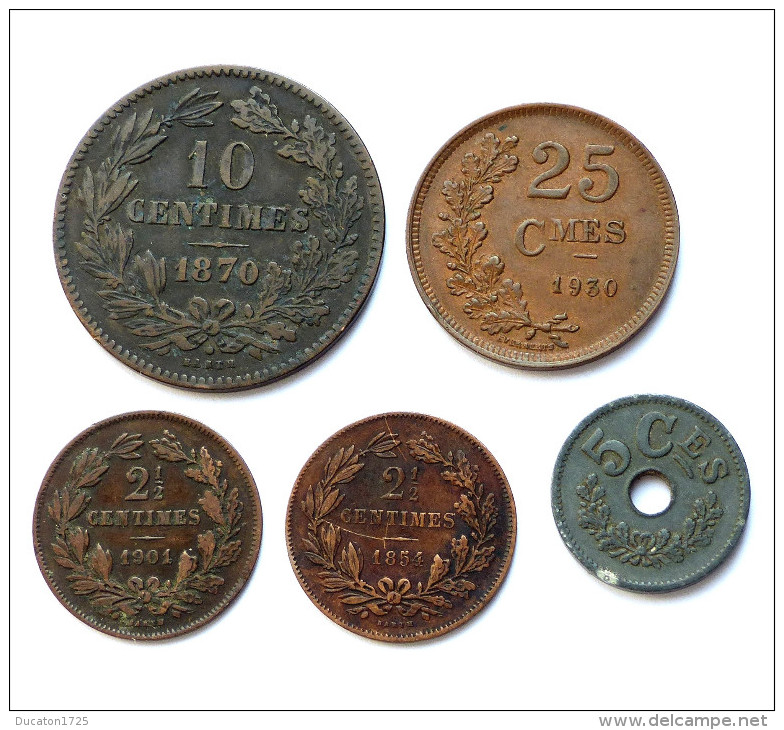 5 Monnaies Luxembourg 1854-1930. Bronze, Zinc - Luxembourg