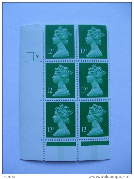 GB MACHIN 12P CYLINDER BLOCK X 6 MNH PLATE 9 PHOSPHOR 18 - Nuevos