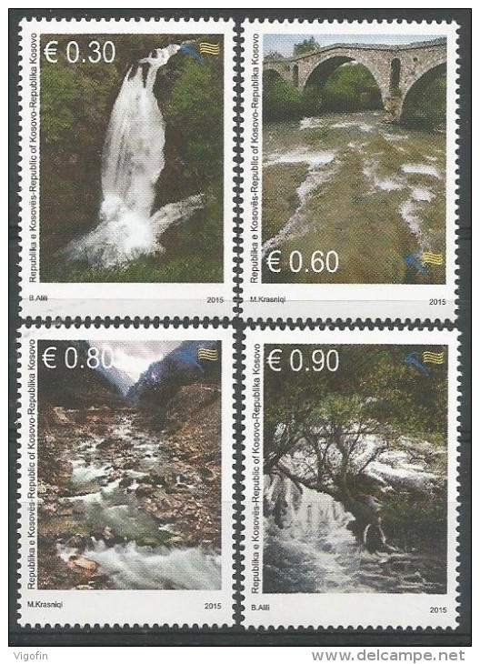 KOS 2015-307-10 RIVERS, KOSOVO, 1 X 4v, MNH - Kosovo