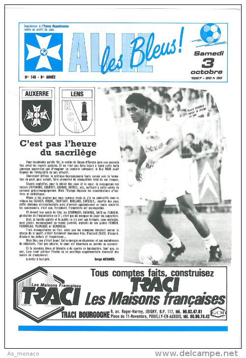 Programme Football 1987 1988 AJA Auxerre C RCL Lens â€“ France - Books