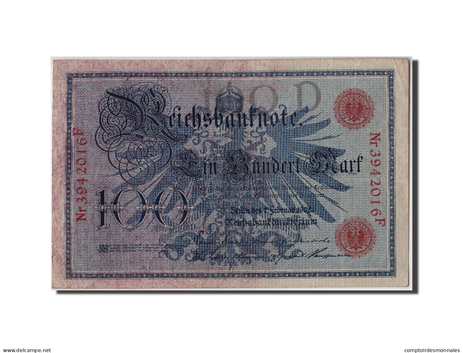 Billet, Allemagne, 100 Mark, 1908, 1908-02-07, KM:33a, TB+ - 100 Mark