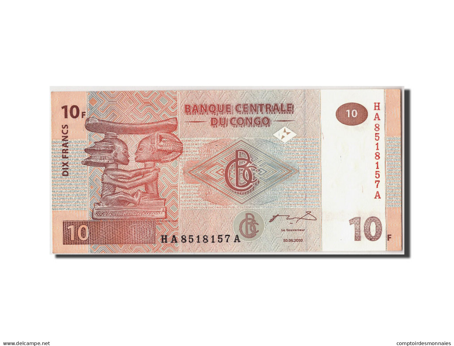 Billet, Congo Democratic Republic, 10 Francs, 2003, 2003-06-30, KM:93a, NEUF - República Democrática Del Congo & Zaire