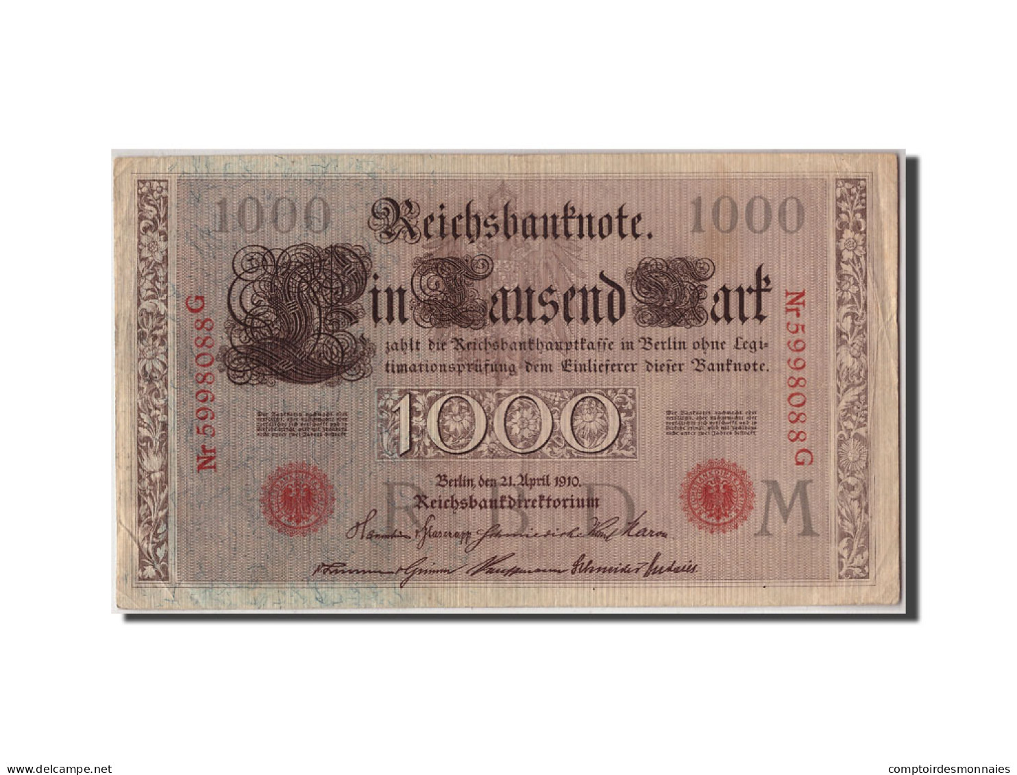 Billet, Allemagne, 1000 Mark, 1910, 1910-04-21, KM:44b, TTB - 1000 Mark