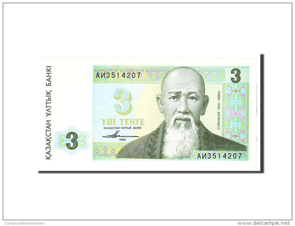 Kazakhstan, 3 Tenge, 1993, KM:8a, Undated, NEUF - Kazakhstán