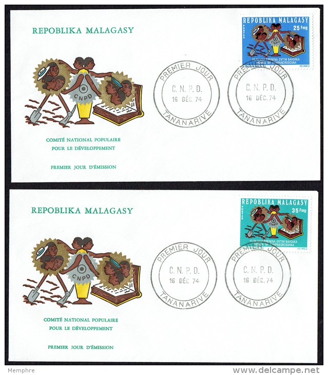 1974  Comité National Populaire Pour Le Développement    Série Complète   Sur 2 FDC - Madagascar (1960-...)