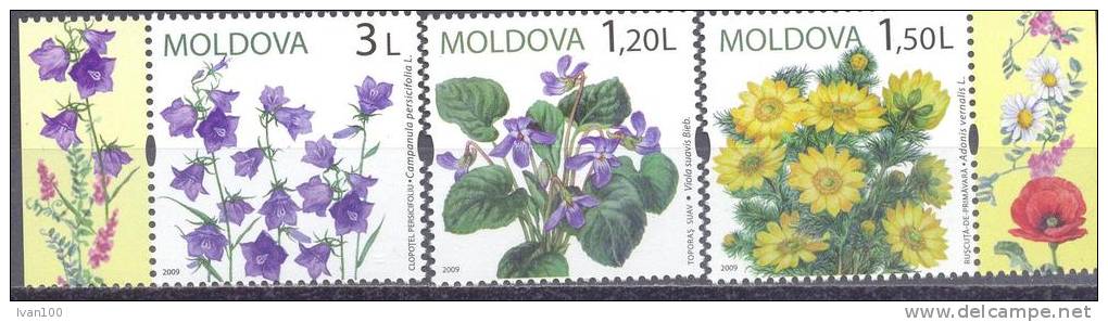 2009. Moldova, Wild Flowers, 3v, Mint/** - Moldova