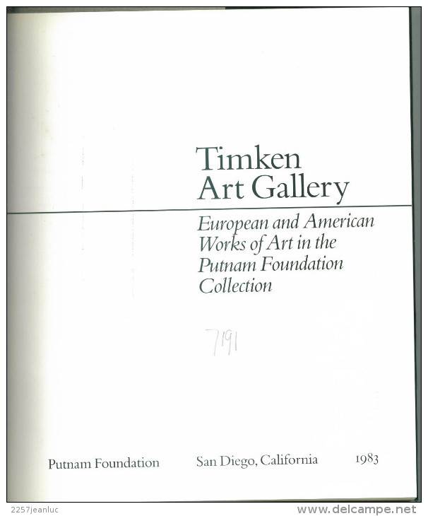 Timken Art Gallery European And American Works Of Art In The Putnam Foundation Collection  1983 - Schöne Künste