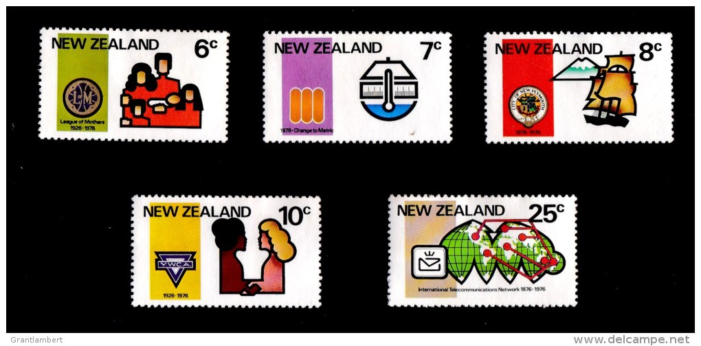 New Zealand 1976 Anniversaries Set Of 5 Mint No Gum - Oblitérés