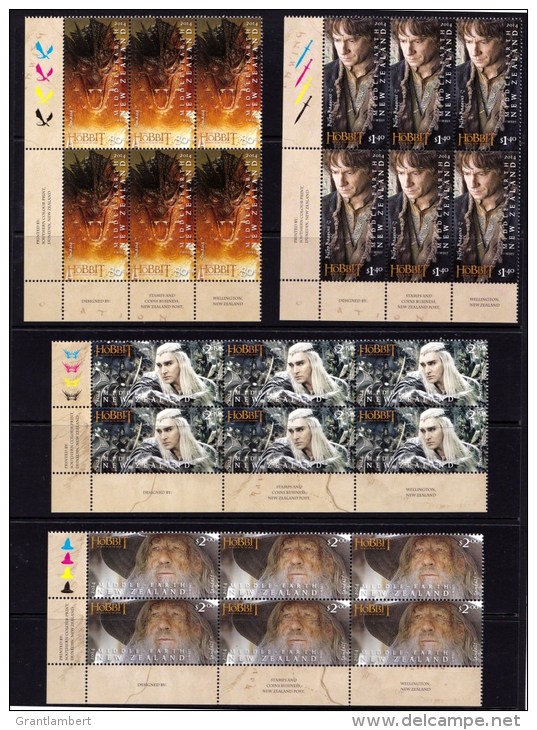 New Zealand 2014 The Hobbit Set As Corner Imprint Blocks Of 6 MNH - 2 Scans - Unused Stamps