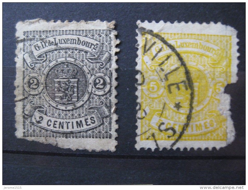 Timbre Luxembourg : Armoiries 1875   YT N° 27 / 29 Deuxième Choix  & - 1859-1880 Stemmi