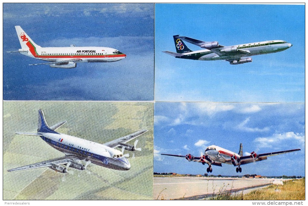 Avion - Lot De 4 CP - Vickers - Boeing - Douglas - Air France - Olympic - Air Portugal - Air Algérie - 1946-....: Moderne