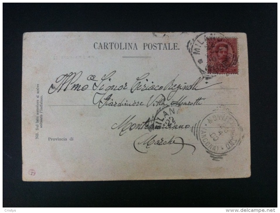 MILANO VIA DANTE POSTAL CIRCULADA A MONTEMARCIANO 1900 - Altri & Non Classificati