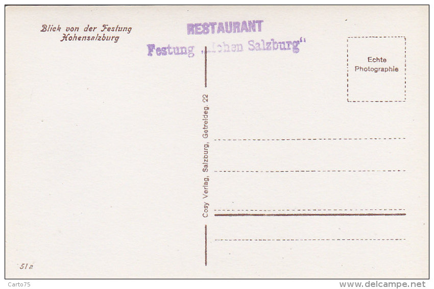 Autriche - Salzburg - Panorama - Cachet Restaurant Festung, Hohen - Salzburg Stadt