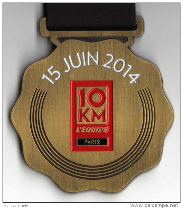Médaille Marathon : 10 Km De Paris 2014 : Avec Ruban Original - Other & Unclassified