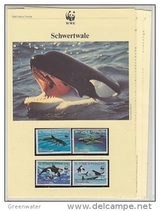 Sao Tome E Principe 1992 WWF/ Whales 4v** Mnh With 3 Leaflets With Information About The Issue (W509) - Unused Stamps
