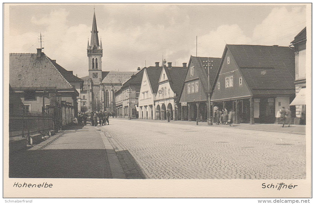 AK Vrchlabi Hohenelbe Riesengebirge Kirche Geschäfte Hauptstrasse ? Bei Spindlermühle Johannisbad Starkenbach Harta - Sudeten