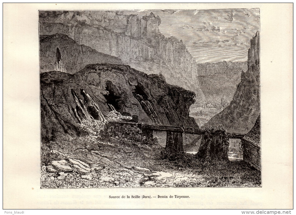 1887 - Gravure Sur Bois - Ladoye-sur-Seille (Jura) - La Source De La Seille - FRANCO DE PORT - Non Classés