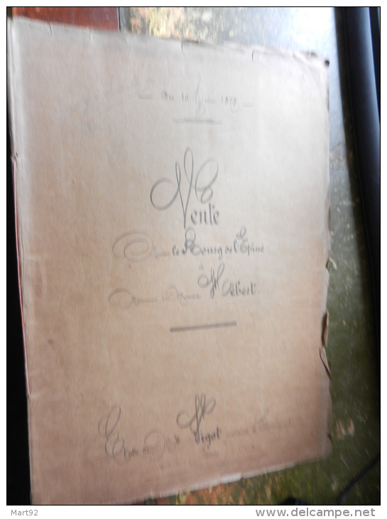 ACTE NOTARIE  EPAIGNES VENTE  1875 - Manuscrits