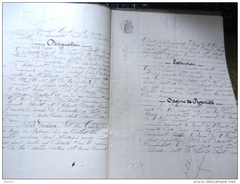 ACTE NOTARIE  EPAIGNES VENTE  1875 - Manuscrits