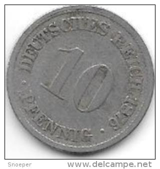 Empire 10  Pfennig  1876  D   Km  4    Fr+ - 10 Pfennig