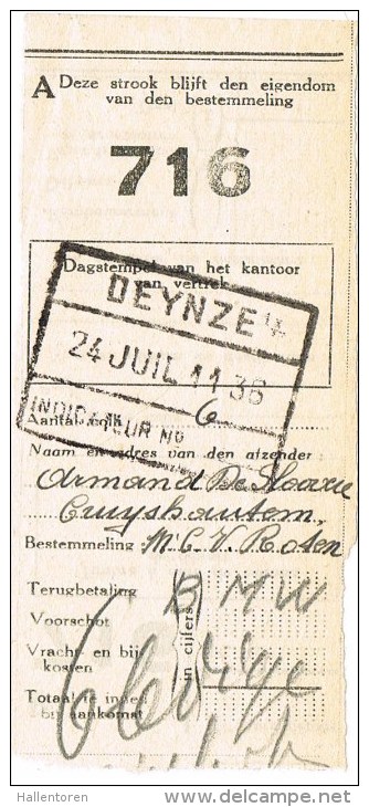 Deinze : Vrachtvervoer Per Spoor - 1936 - Transporte