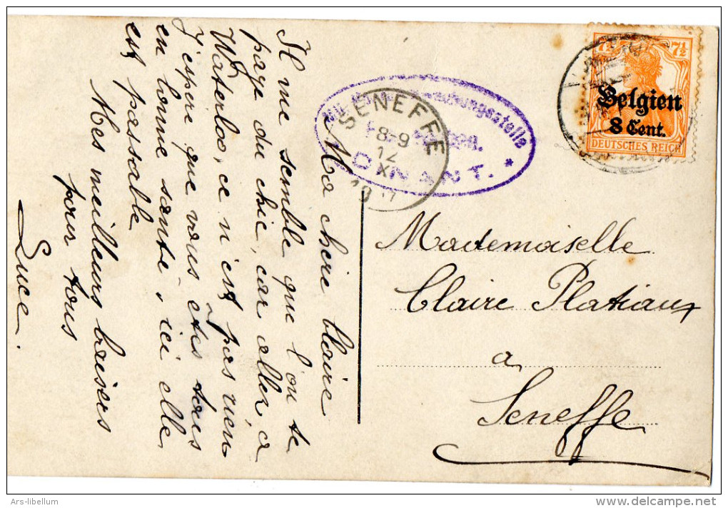 Postcard / Stamp / 1916 / Germania Witte Achtergrond (7½) / Duitse Rijk / Oranje / Met Opdruk Belgien 8 Cent - Andere & Zonder Classificatie