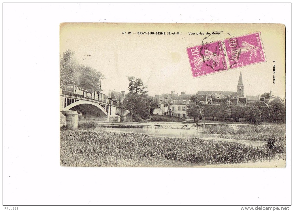 77 - Bray Sur Seine - Vue Prise De Mouy - 1929 - N°12 G. Roger Edit. - Train Sur Le Pont - - Bray Sur Seine