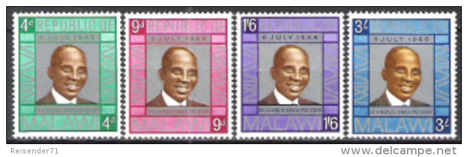 Malawi 1966 Geschichte Republik Persönlichkeiten Politiker Ärzte Staatspräsident Hastings Kamuzu Banda, Mi. 56-9 ** - Malawi (1964-...)