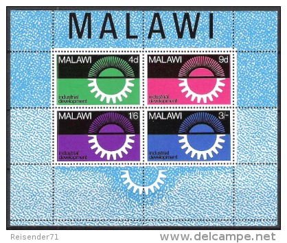 Malawi 1967 Wirtschaft Economy Industrie Industry Entwicklung Developement Sonne Zahnrad Zahnräder, Bl. 8 ** - Malawi (1964-...)