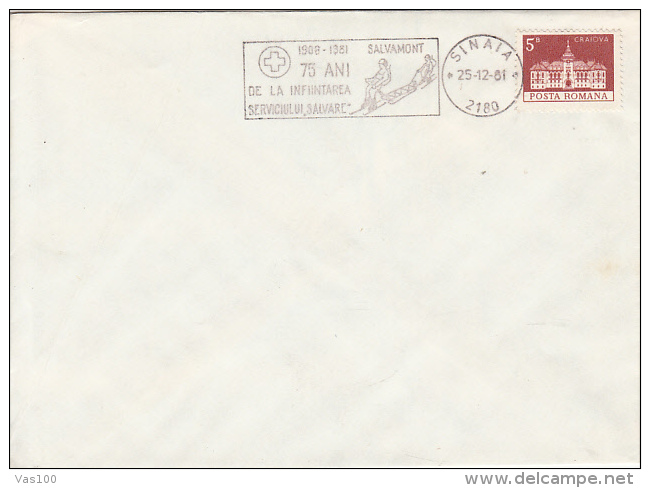 FIRST AID, MOUNTAIN RESCUE, AMBULANCE SERVICE, SPECIAL POSTMARK, CRAIOVA TOWN HALL STAMP ON COVER, 1981, ROMANIA - First Aid