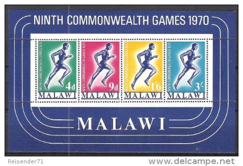 Malawi 1970 Organisationen Sport Commonwealth-Sportwettkämpfe Spiele Leichtathletik Laufen Läufer, Bl. 18 ** - Malawi (1964-...)