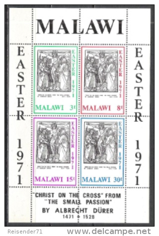 Malawi 1971 Religion Christentum Feiertage Ostern Easter Kunst Kultur Persönlichkeiten Albrecht Dürer, Bl. 22 ** - Malawi (1964-...)