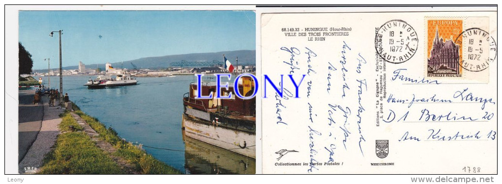 CPSM 10X15 D´ HUNINGUE    (68) - Ville Des TROIS FRONTIERES - Le RHIN - 1972 - Huningue