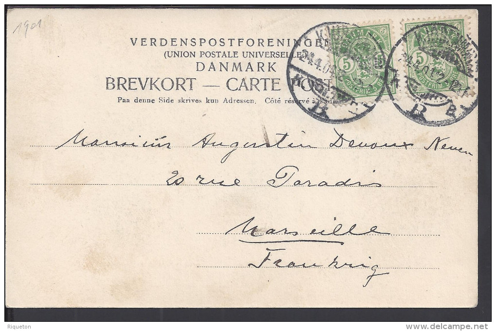 DANEMARK - 1901 - - CORRESPONDANCE DE KOBENHAVN SUR CARTE POSTALE " Le Château De Christianborg "  VERS MARSEILLE - FR - - Briefe U. Dokumente