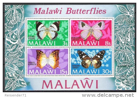 Malawi 1973 Tiere Animals Fauna Schmetterlinge Butterflies Papillion Mariposa Insekten Insects, Bl. 30 ** - Malawi (1964-...)