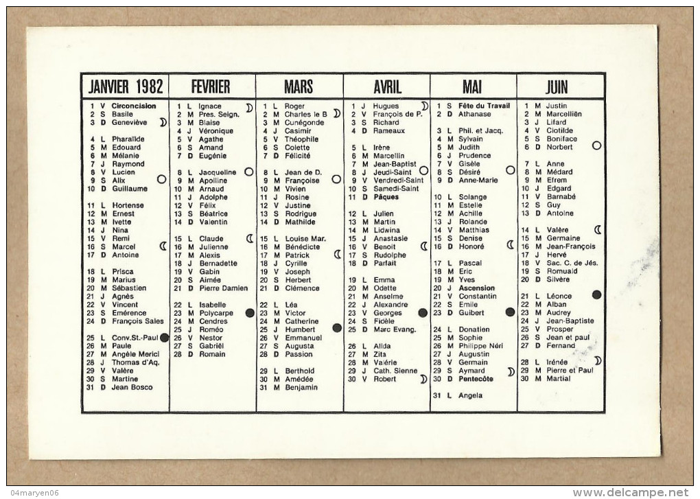 -  4  X Kalender(= 1982 =1/2 Jaar Van1/82 To6/82)  .-Illustrateur: Jaklien - Petit Format : 1981-90