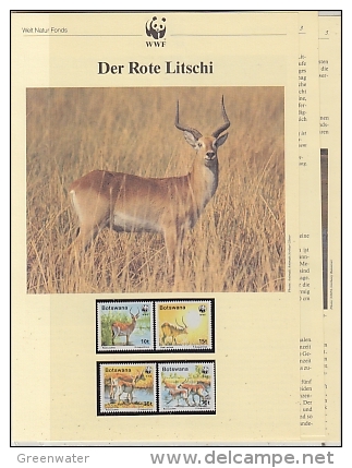 Botswana 1988  WWF / Red Lechwe 4v ** Mnh With 3 Leaflets With Information About The Issue (W525) - Unused Stamps