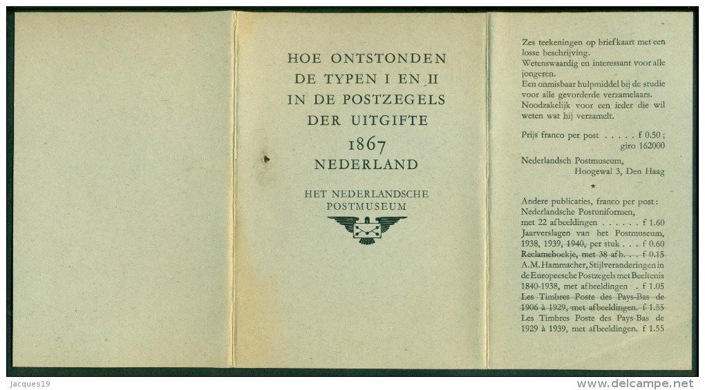 Nederland Dertiger Jaren Mapje Met Uitleg Over Postzegels Uit 1867 Typen I En II - Autres & Non Classés