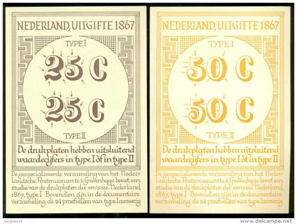 Nederland Dertiger Jaren Mapje Met Uitleg Over Postzegels Uit 1867 Typen I En II - Autres & Non Classés
